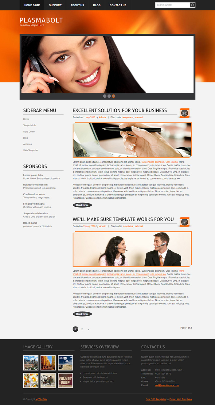 Free PlasmaBolt Website Template