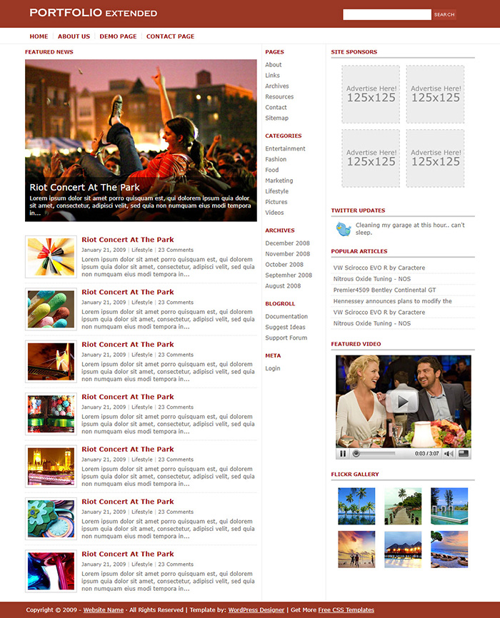Free Portfolio Extended Website Template