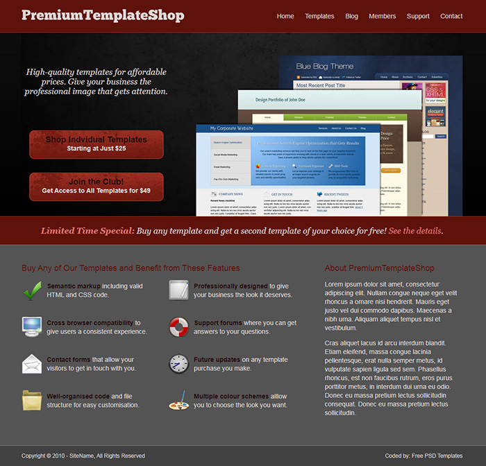Free PremiumTemplateShop Website Template