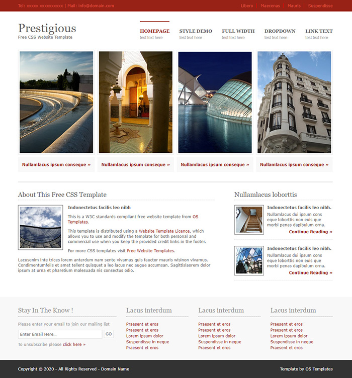 Free Prestigious Website Template
