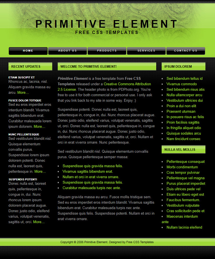 Free Primitive Element Website Template