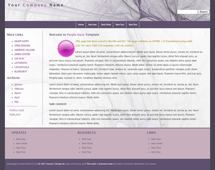 Free Purple Haze Website Template - Free Website Templates, HTML5 & CSS ...