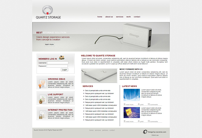 Free Quartz Storage Website Template