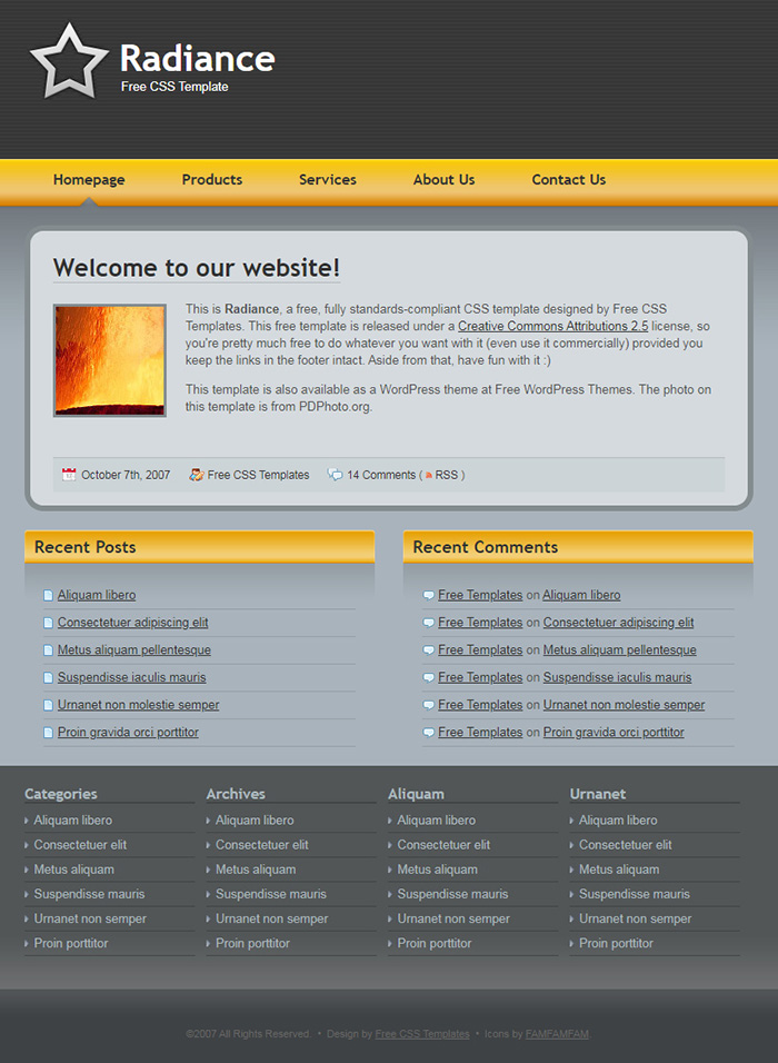 Free Radiance Website Template