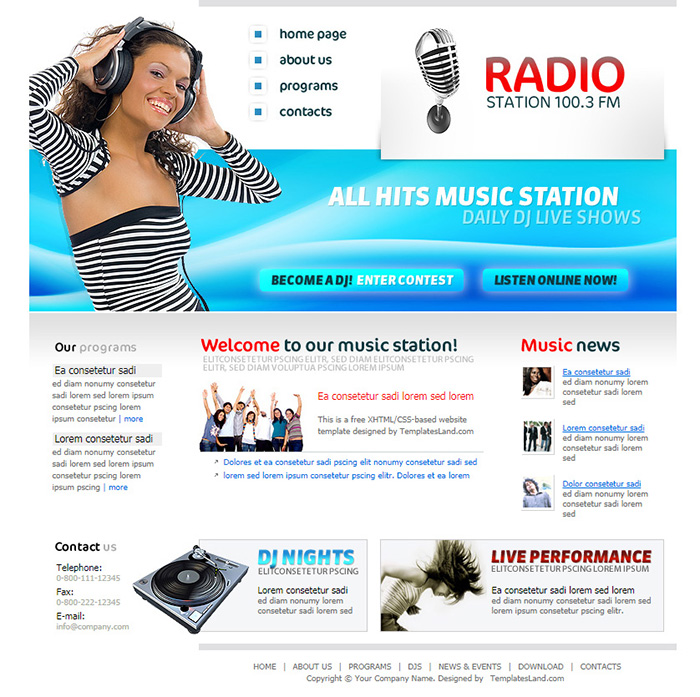 Free Radio Station Website Template Free Website Templates, HTML5
