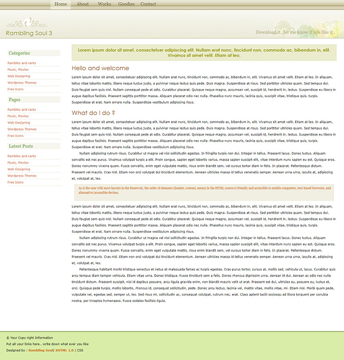 Free Rambling Soul 3 Website Template