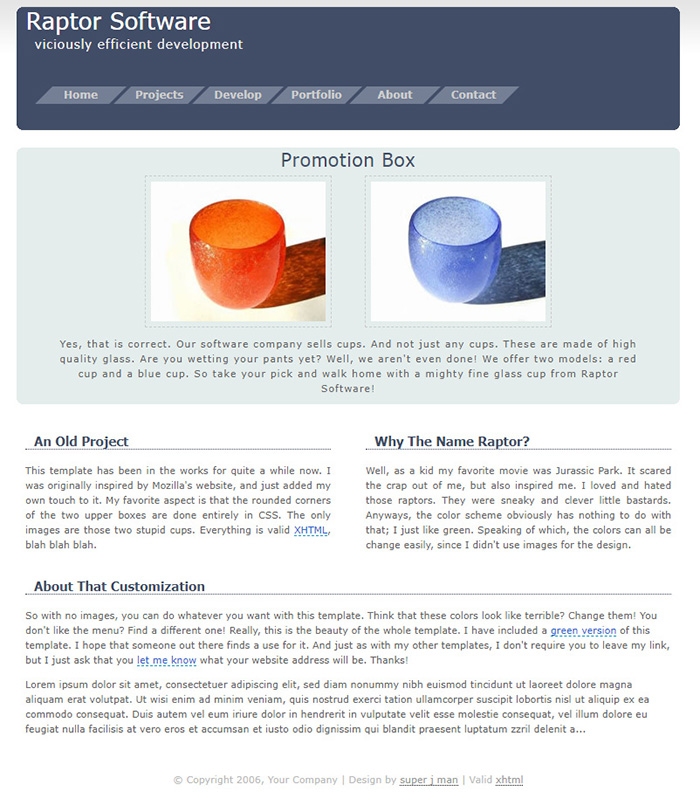 Free Raptor Software Website Template
