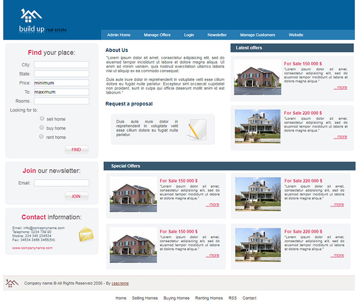 Free Real Estate Website Template