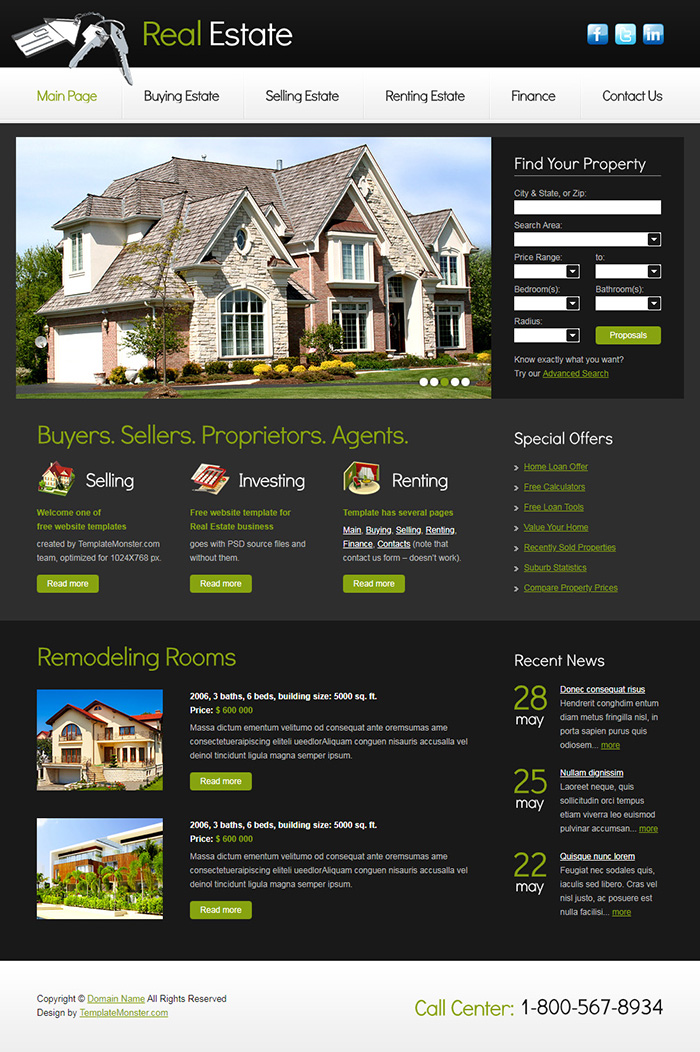 Free Real Estate Website Template