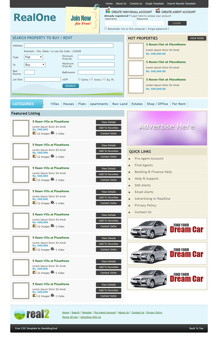 Free RealOne Website Template