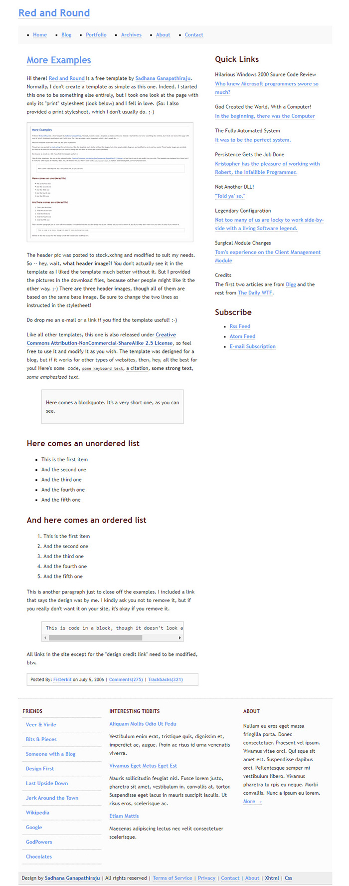 Free Red and Round Website Template