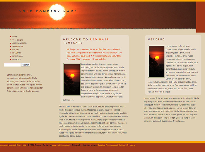 Free Red Haze Website Template