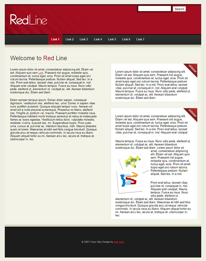 Free Red Line Website Template