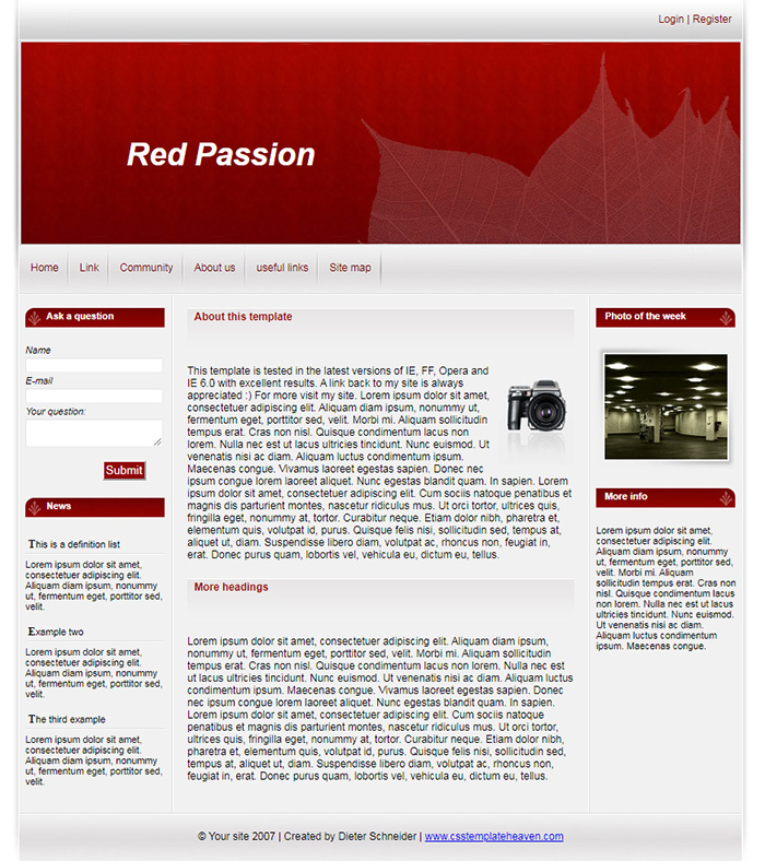Free Red Passion Website Template