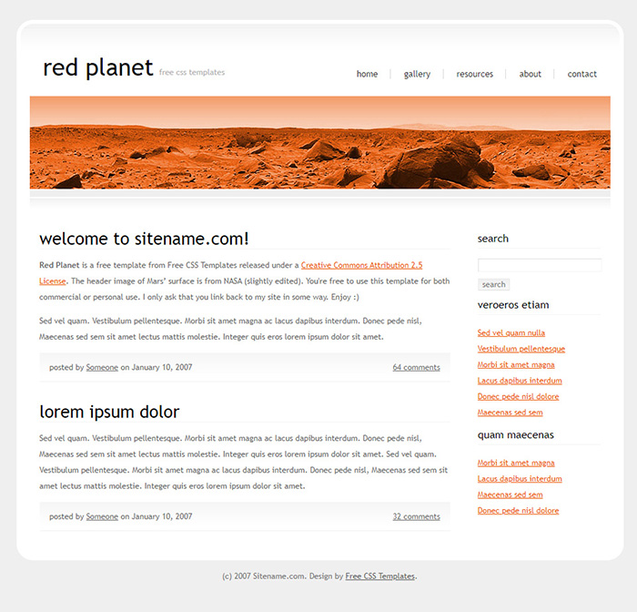 Free Red Planet Website Template