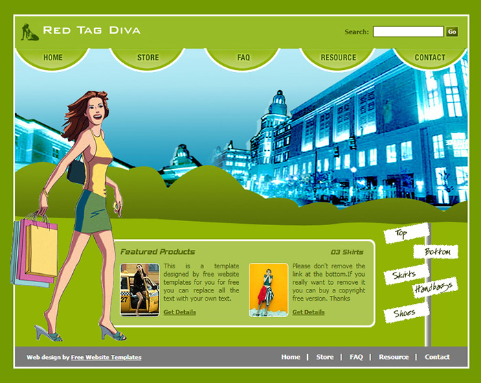 Free Red Tag Diva Website Template