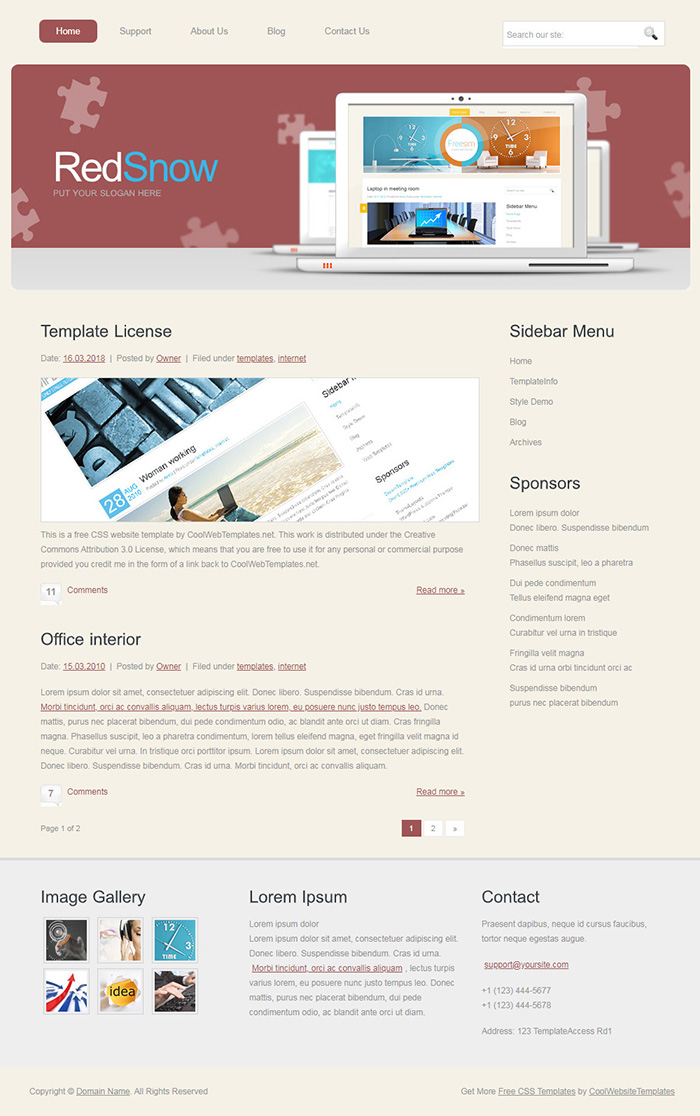 Free RedSnow Website Template