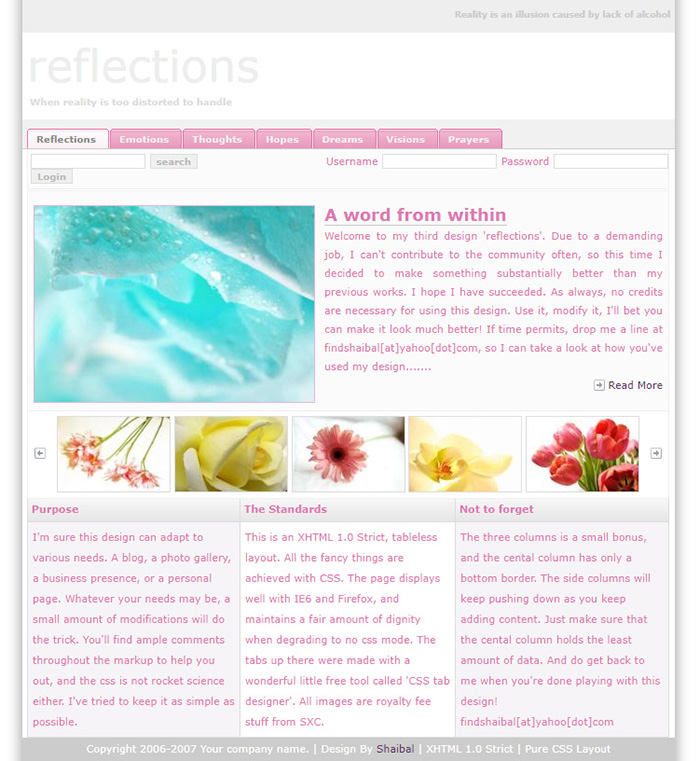 Free Reflections Website Template