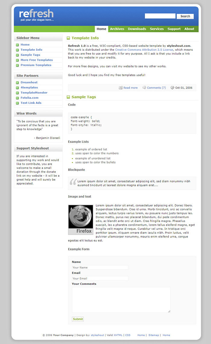 Free Refresh 1.0 Website Template