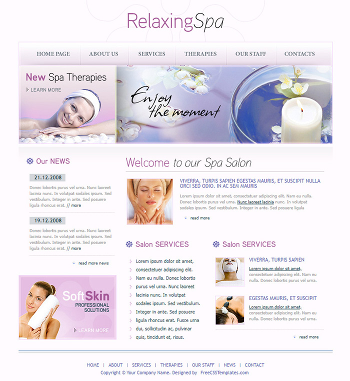 Free RelaxingSpa Website Template