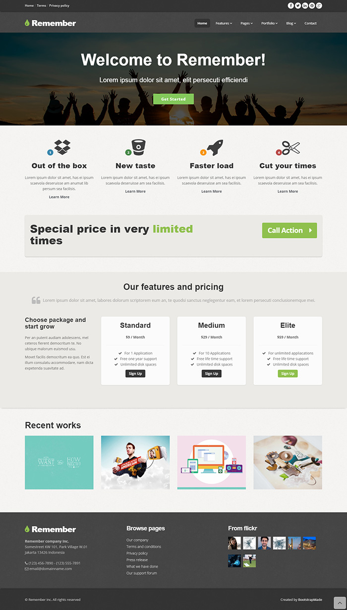 Free Remember Website Template