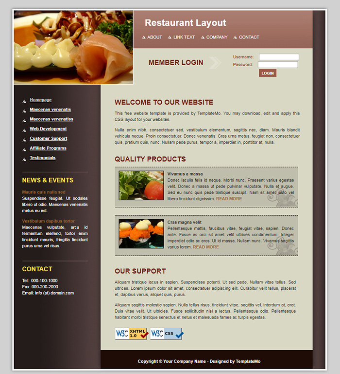 Free Restaurant Website Template