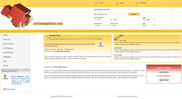 Free Review My House Website Template