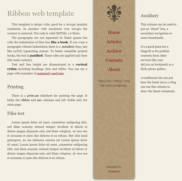 Free Ribbon Website Template