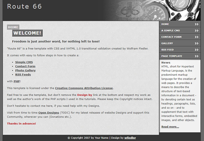 Free Route 66 Website Template