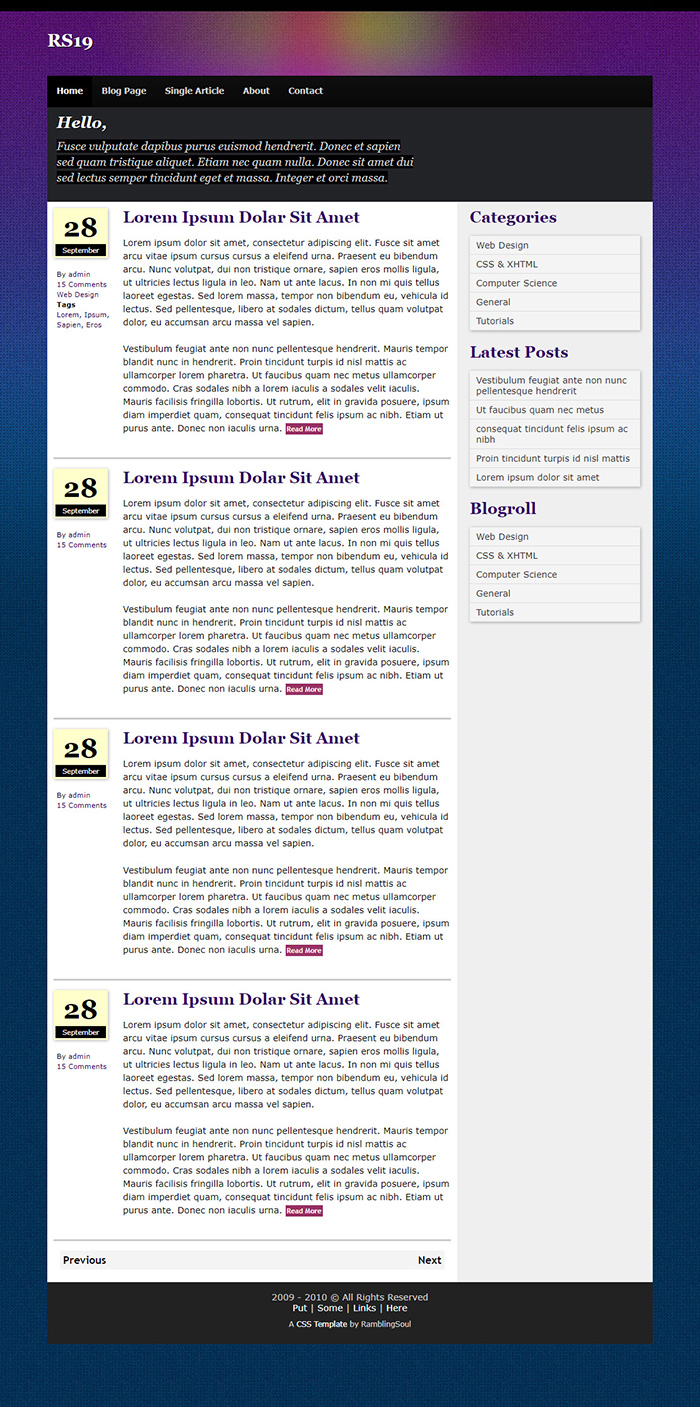 Free RS19 Website Template