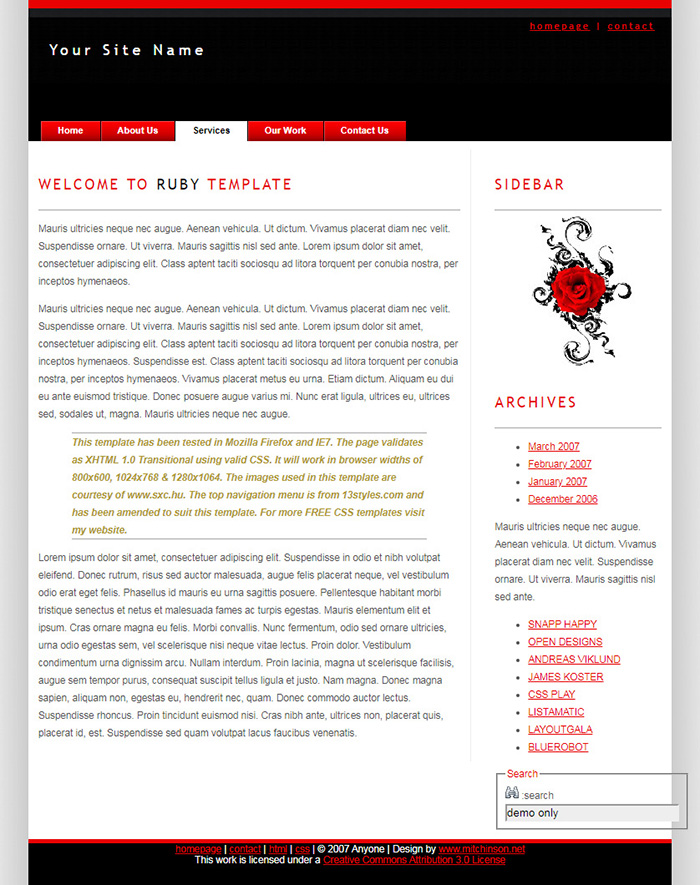 Free Ruby Website Template