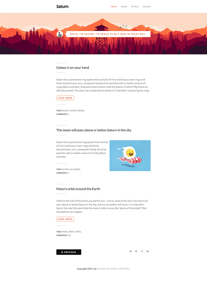 Free Saturn Website Template