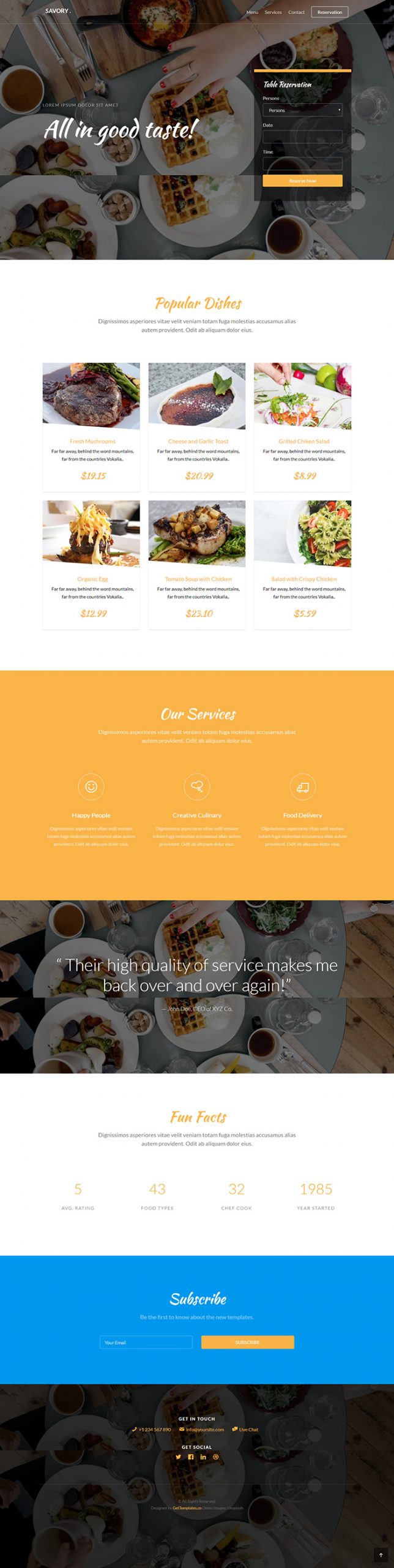 Free Savory Website Template