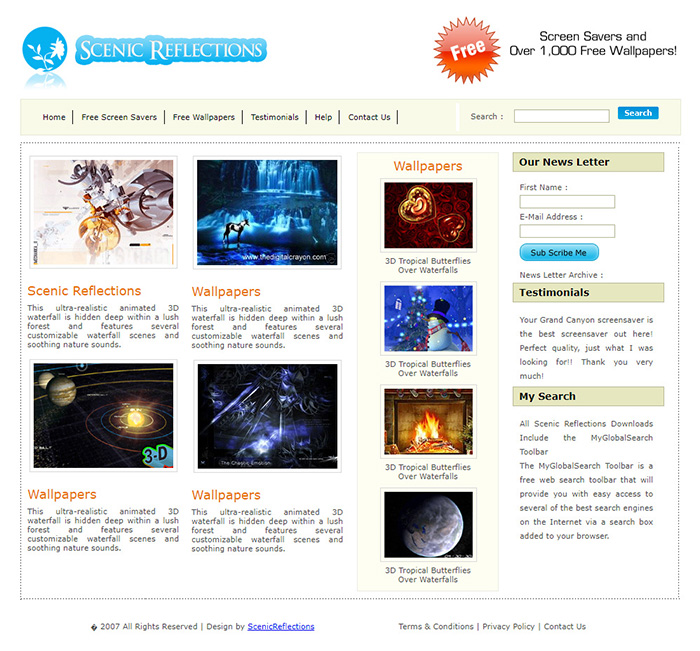Free Scenic Reflections Website Template