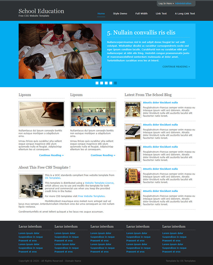 Free School Education Website Template