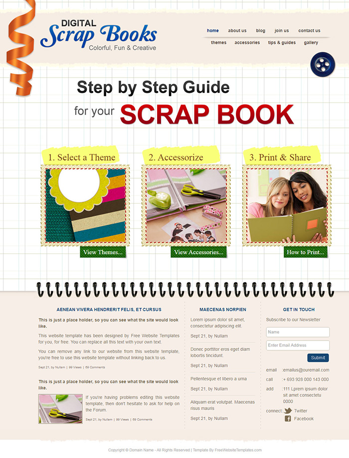 Free Scrap Books Website Template Free Website Templates HTML5 CSS Free Scrap Books Website Template Free Website Templates HTML5 CSS