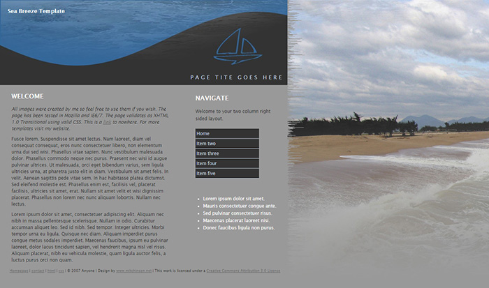 Free Sea Breeze Website Template
