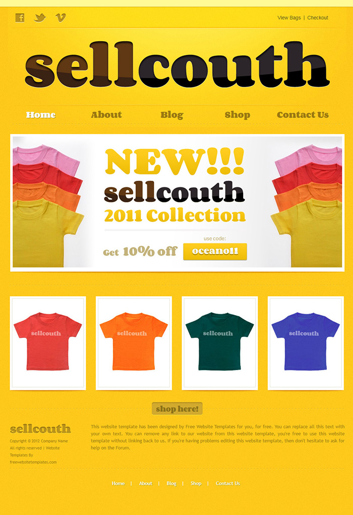 Free Sellcouth Website Template