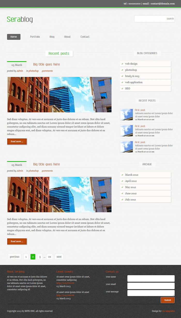 Free Serablog Website Template