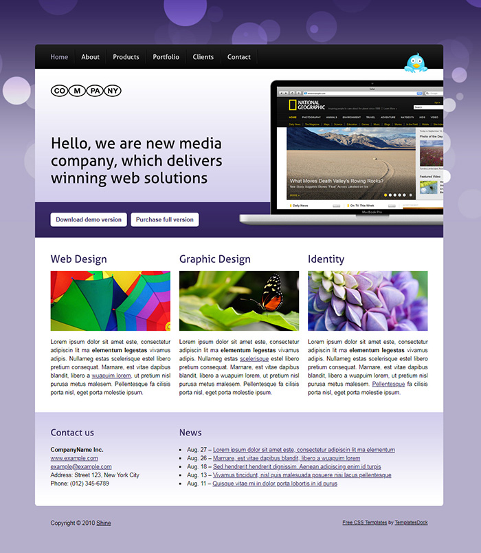 Free Shine 01 Website Template