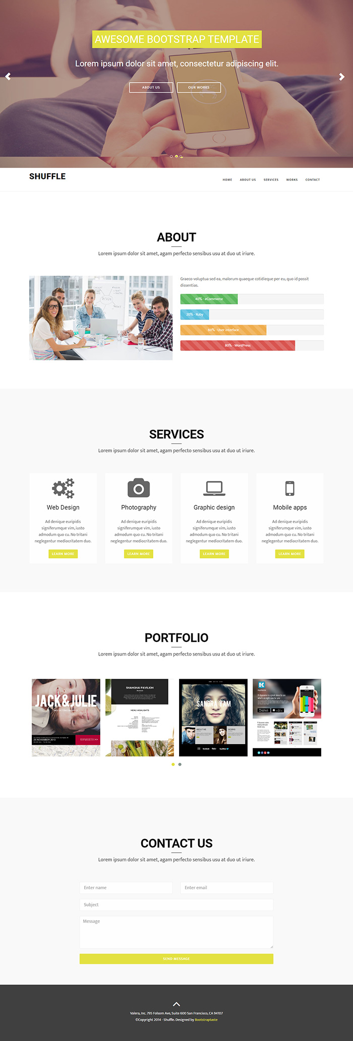 Free Shuffle Website Template