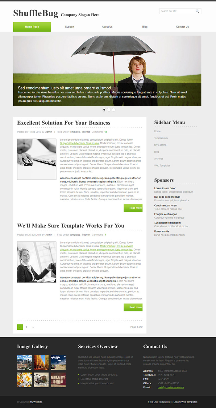 Free ShuffleBug Website Template