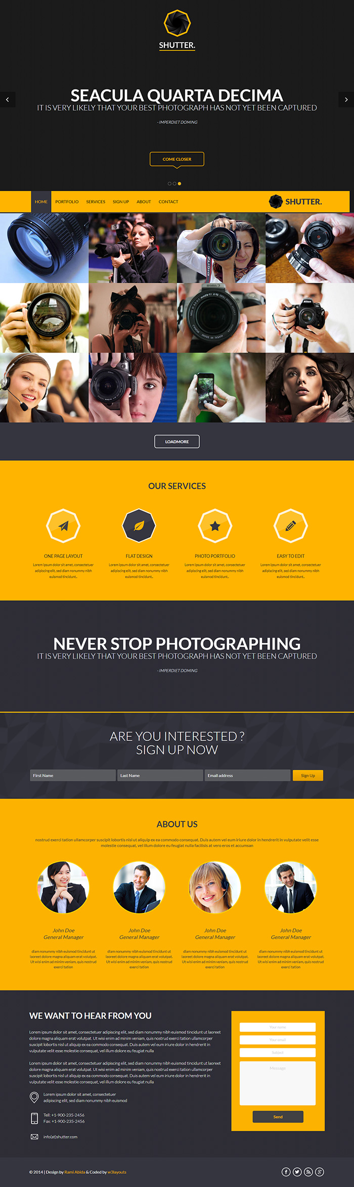 Free Shutter Website Template