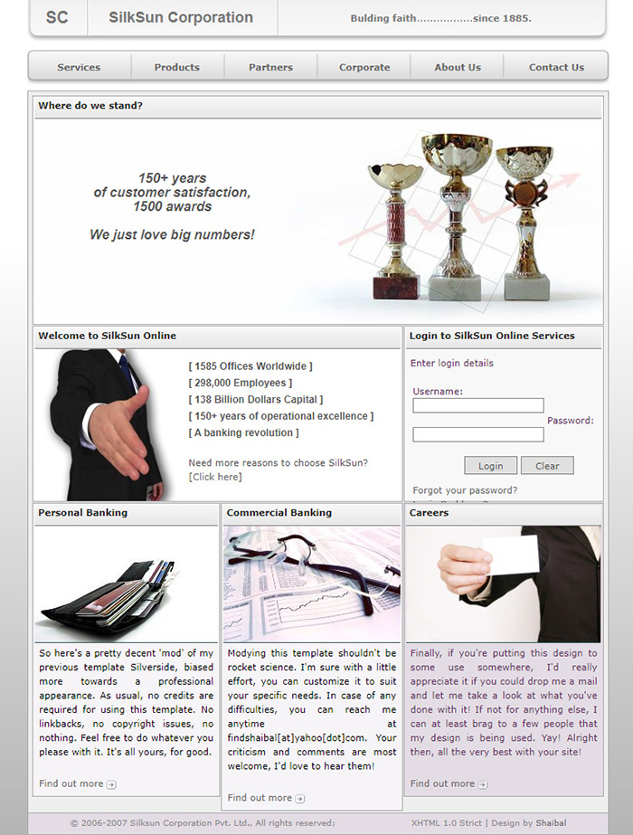 Free SilkSun Corporation Website Template