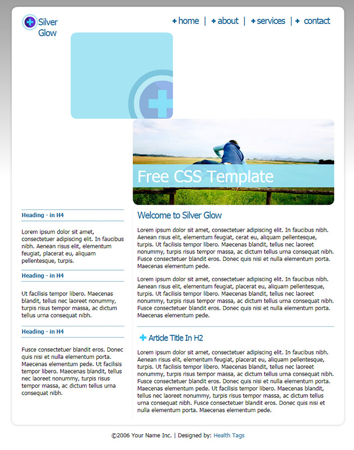 Free Silver Glow Website Template