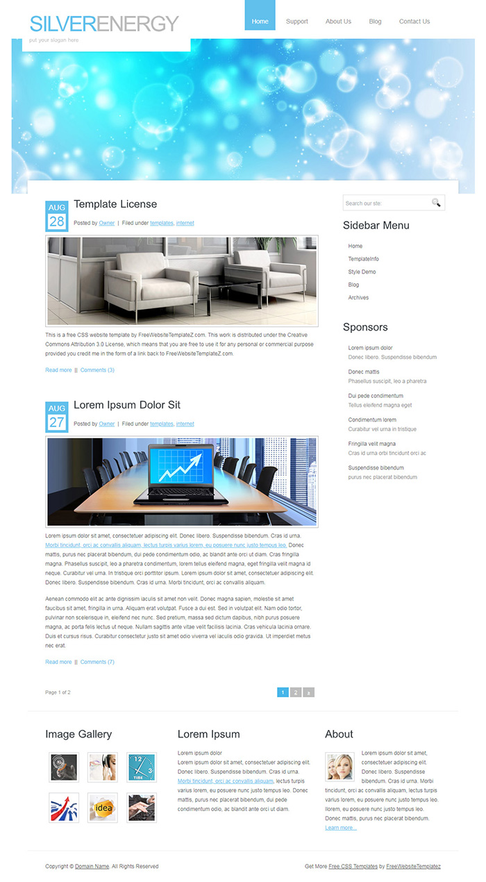 Free SilverEnergy Website Template