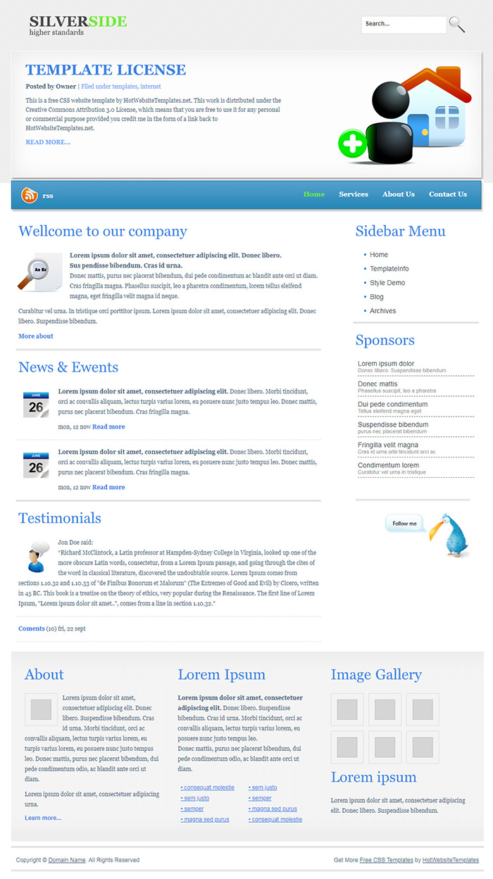 Free SilverSide Website Template