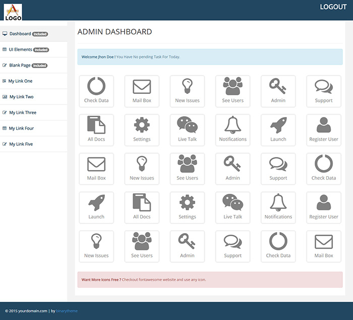 Free Simple Admin Website Template