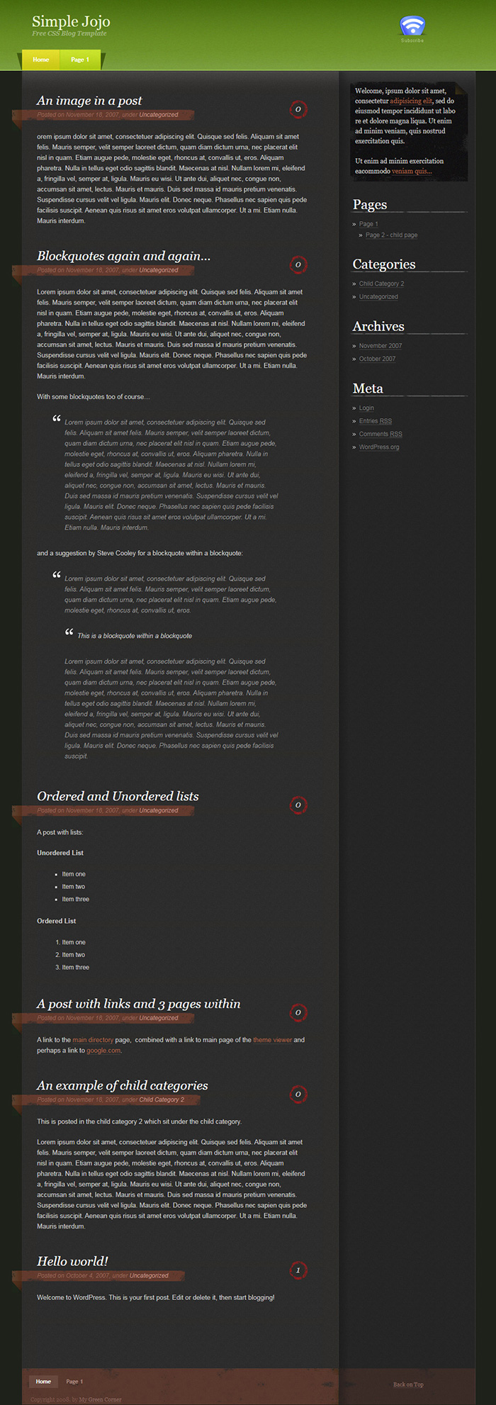 Free Simple Jojo Website Template