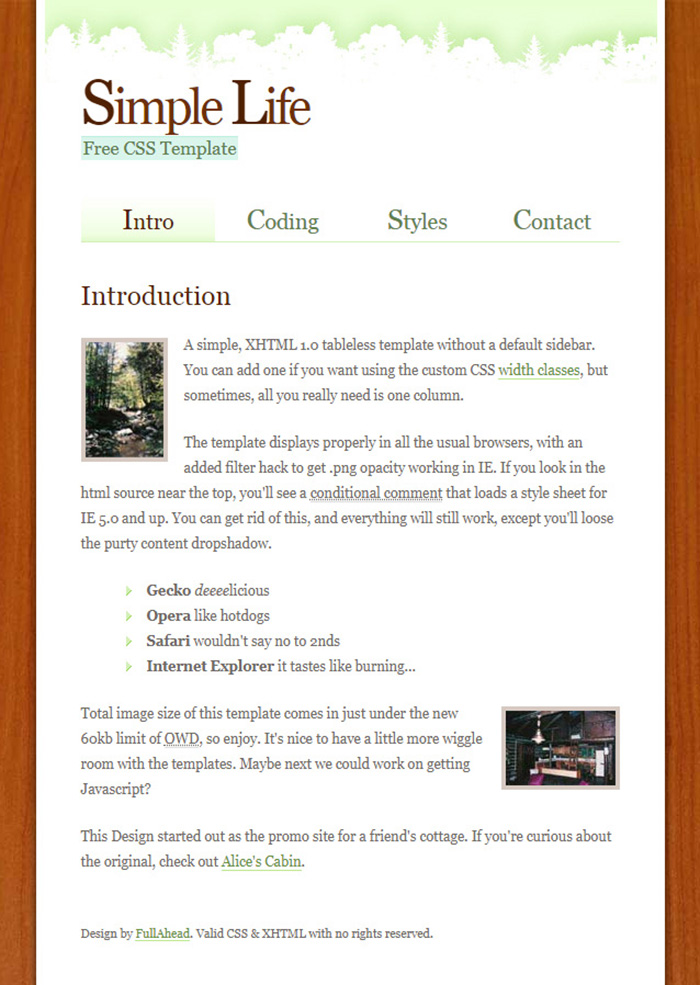 Free Simple Life Website Template